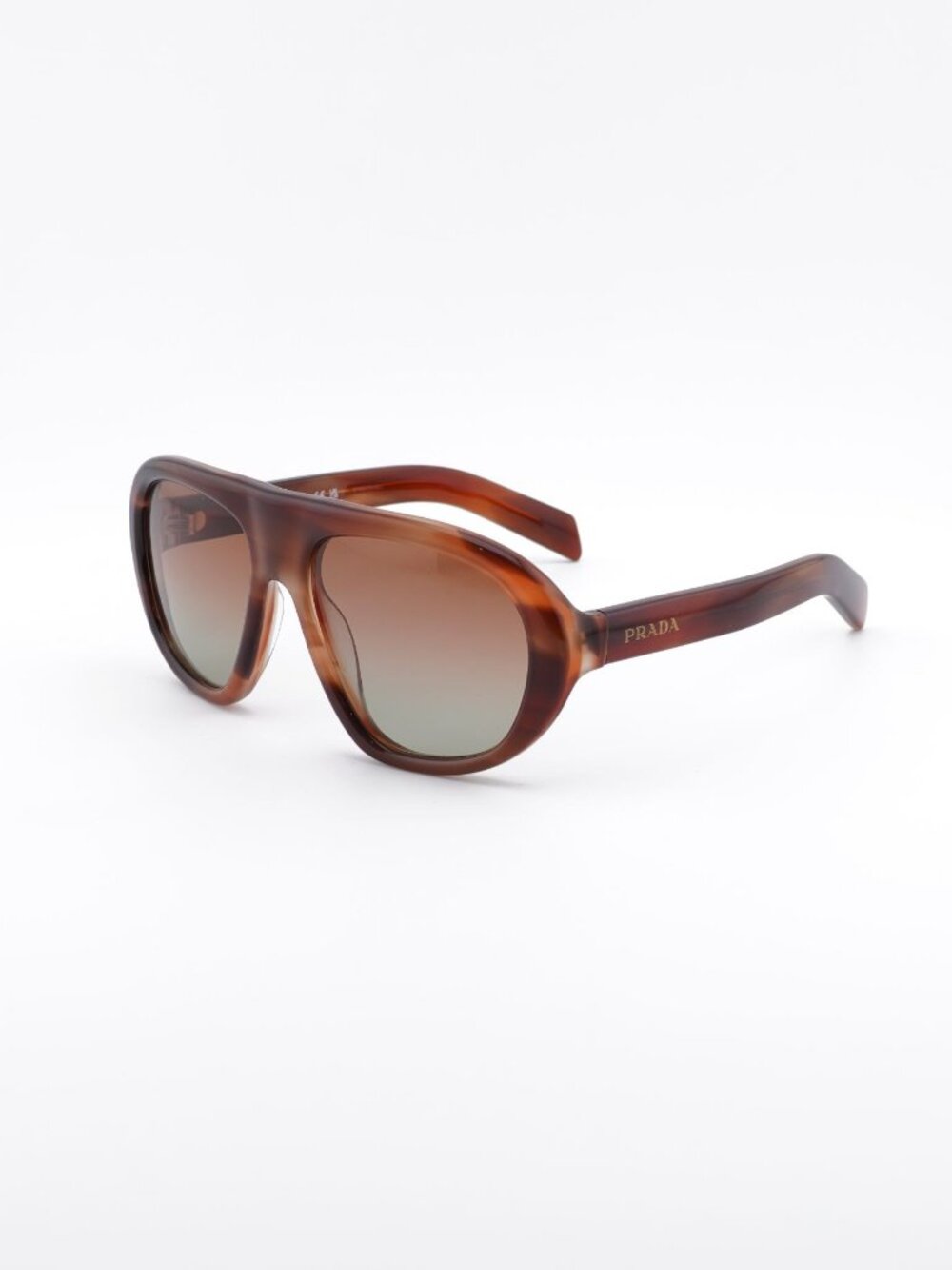Prada PRC05S 24G70T Sunglasses Striped Oak Aviator Frame, Brown Lenses